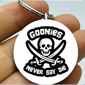 Old School Kids Movie Goonies Never Say Die Skull Stainless Keychain Scary Cute